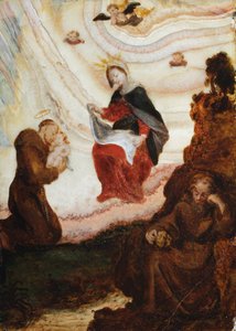 Madonnan och barnet som framträder för den helige Franciskus (olja) av Spanish School