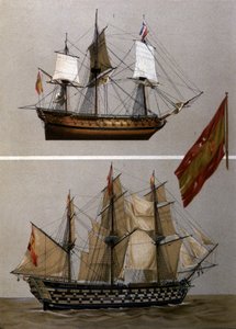 "Raya" och "Santa Ana" (färg litho) av Spanish School