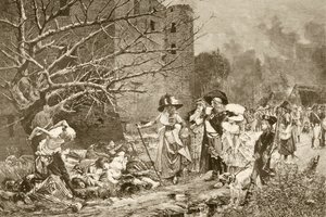 Massakern av Machecoul, Frankrike, under den franska revolutionen, efter en målning av Francois Flameng, från 