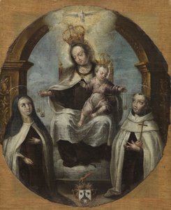 Jungfru och barn mellan Saint Claire och Saint Dominic, c.1700 av Spanish School