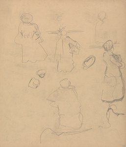 黄金の子牛の洞窟: コートを着た女性とハットスウェディッシュの習作 av Spencer Frederick Gore