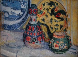 Stilleben med orientaliska figurer av Spencer Frederick Gore