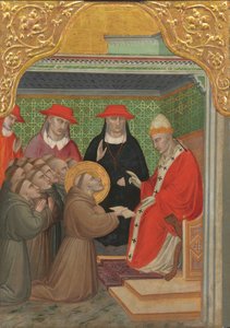 Den helige Franciskus inför påven The Approval of the Franciscan Rule, 13901400. av Spinello Aretino