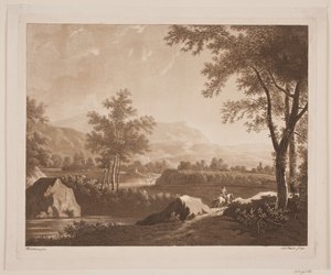 Landskap med en ryttare