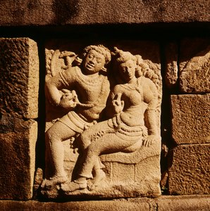 Lättnad av ett Mithuna-par vid Isurumuniya av Sri Lankan School