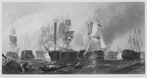 Slaget vid Trafalgar, från bilden i Vernon Gallery