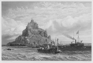 Royal Yacht utanför Mount St Michael, från bilden i Royal Collection