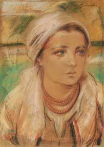 Krakow Ung flicka med huvudduk av Stanisław Górski