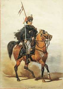 Officer of Hussars of Piacenza, teckning av Stanislao Grimaldi del Poggetto