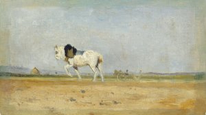 En ploghäst på ett fält av Stanislas Lepine