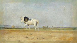En ploghäst på en åker av Stanislas Lepine