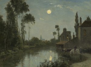 Moonlit River, c.1866-?70 av Stanislas Victor Edouard Lepine