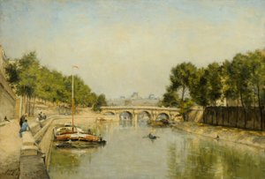 The Banks of the Seine in Spring (olja på duk) av Stanislas Victor Edouard Lepine