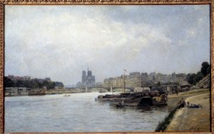 Ön Cite och ön Saint Louis sett från bron i Austerlitz Målning av Stanislas Lepine (1835-1892) 1800-talets sön. 0,83x0,51 m Paris, Musee Carnavalet av Stanislas Victor Edouard Lepine