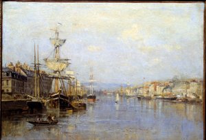 Utsikt över hamnen i Rouen Målning av Stanislas Lepine (1835-1892) Reims från 1800-talet, Musee des Beaux Arts