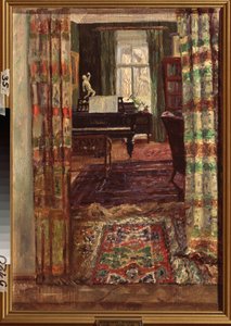Inredning med flygel. Målning av Stanislav Yulianovich Zhukovsky (Zhukovsky) (1873-1944), olja på duk av Stanislav Joulianovitch Joukovski