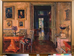 Det inre av Brasovo herrgård. Målning av Stanislav Yulianovich Zhukovsky (Zhukovsky) (1873-1944), olja på duk