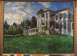 Sommarmorgon. Rozhdestveno Mansion (Ryssland). Målning av Stanislav Yulianovich Zhukovsky (Zhukovsky) (1873-1944), olja på duk