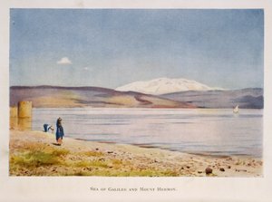 Galileiska sjön mot Hermonberget (i Syrien), Palestina 1906
