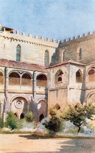 Dom Diniz kloster i Alcobaca (färglitografi)