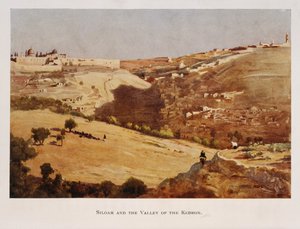 Akvarell av Stanley Inchbold, föreställande Kidrondalen, i Jerusalem, Palestina 1906