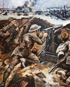 Första slaget vid Somme (färg litho)