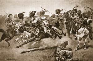 På expeditionen till Pao-ting-fu: A charge of the Bengal Lancers, illustration från 