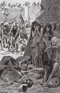 Tyre belägrat av Nebukadnessar av Babylon (litografi) av Stanley L. (after) Wood