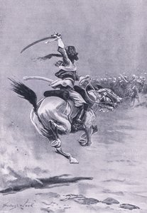 Delhi: Belägrarna attackerades ständigt, juli 1857, illustration från British Battles on Land and Sea, 1915 av Stanley L. Wood