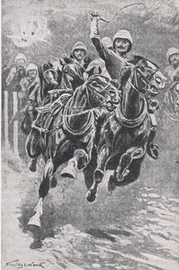 Löjtnant Maclaine tar upp vapnen vid Maiwand, 17 juli 1880, illustration från brittiska striderna på land och hav, 1915