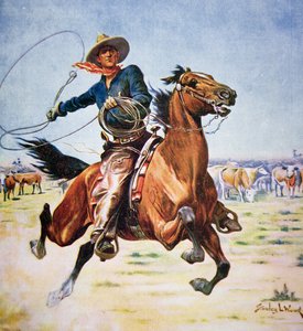 Texas Cowboy (färg litho)