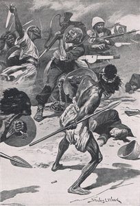 Slaget vid Abu-Klea, 17 januari 1885, illustration från British Battles on Land and Sea, 1915
