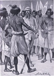 Typen av krigare Burton träffade i Somaliland, illustration från Cassells Romance of Famous Lives, ca 1940 av Stanley L. Wood
