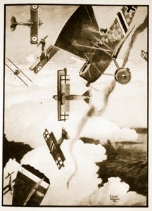A Dog Fight, illustration från "Flying Memories" av John Hamilton