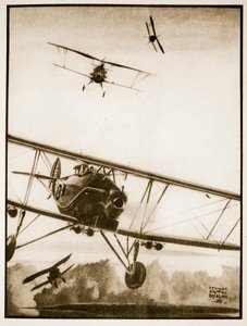 Attack, illustration från "Flying Memories" av John Hamilton