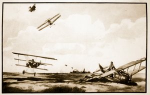 Richthofens död, illustration från "Flying Memories" av John Hamilton