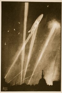 Zeppelin Raid on London, illustration från "Flying Memories" av John Hamilton