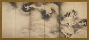 Drakar och moln, Momoyama eller Edo period, 1590-1640.