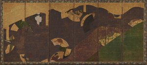 Murgrönarankor, broar och flytande fläktar, Momoyama- eller Edo-perioden, tidigt 1600-tal.