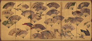 Skärm med spridda fläktar, Edo-period, tidigt 1600-tal.