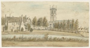 Burton-upon-Trent Abbey: akvarellmålning och [c 1795] (målning) av Stebbing Shaw
