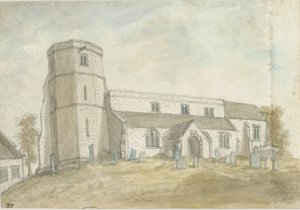 Dilhorne Church: akvarellmålning, nd [1762-1802] (målning) av Stebbing Shaw