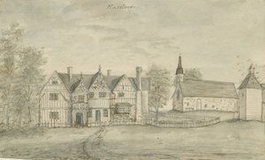 Haselour Chapel: akvarellmålning, nd [1797] av Stebbing Shaw