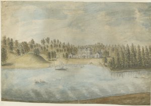 Himley Hall: akvarellmålning, nd [1762-1798] av Stebbing Shaw