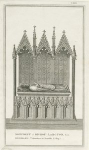 Lichfield Cathedral - Monument till biskop Langton: gravyr, nd [1762-1798] (tryck) av Stebbing Shaw