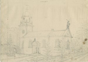 Patshull Church: blyertsteckning, nd [1762-1802] av Stebbing Shaw