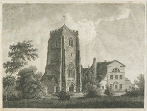 Ranton Abbey [Priory]: gravyr och [sent 1700-tal] (tryck) av Stebbing Shaw