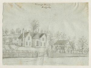 Rugeley Town - Vicarage: sepiatvättteckning, nd [1762-1802] (ritning) av Stebbing Shaw