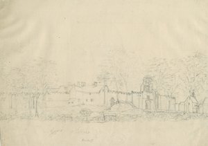 Rushall Castle/Hall: blyertsritning, nd [1762-1802] (ritning) av Stebbing Shaw