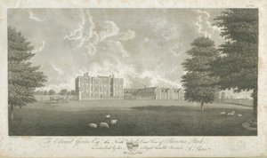 Shenstone Park - Hall: gravyr och [sent 1700-tal] (tryck) av Stebbing Shaw
